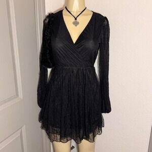 Allison and Kelly Black dotted mesh dress